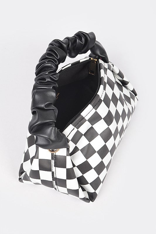 Checkerboard Wrinkle Top Tote/Crossbody Handbag