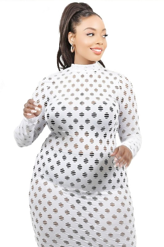 Punched Fabric Maxi Dress