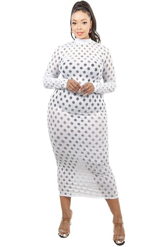 Punched Fabric Maxi Dress