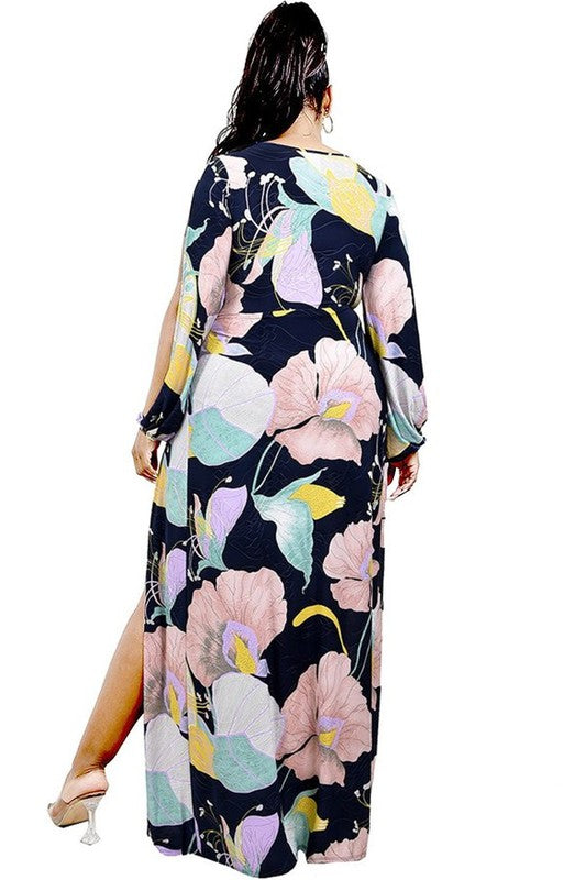 Floral Split Curve Maxi Dress