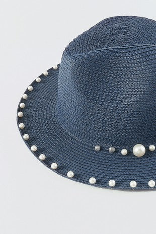 Raffia Pearl Fedora Sun Hat