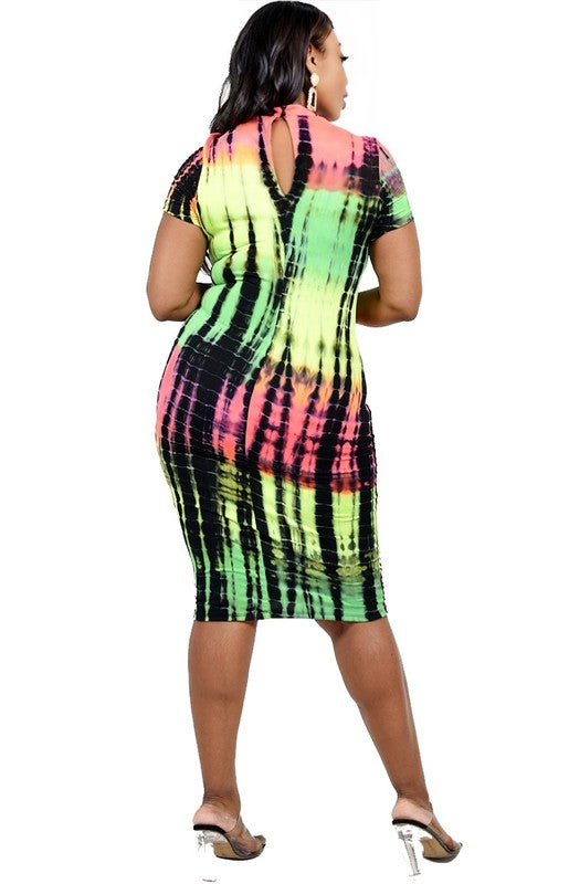 Neon Tie Dye Midi Dress