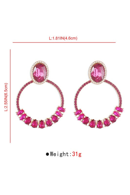 Round Rhinestone Drop Earrings