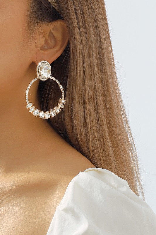 Round Rhinestone Drop Earrings