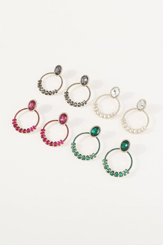 Round Rhinestone Drop Earrings