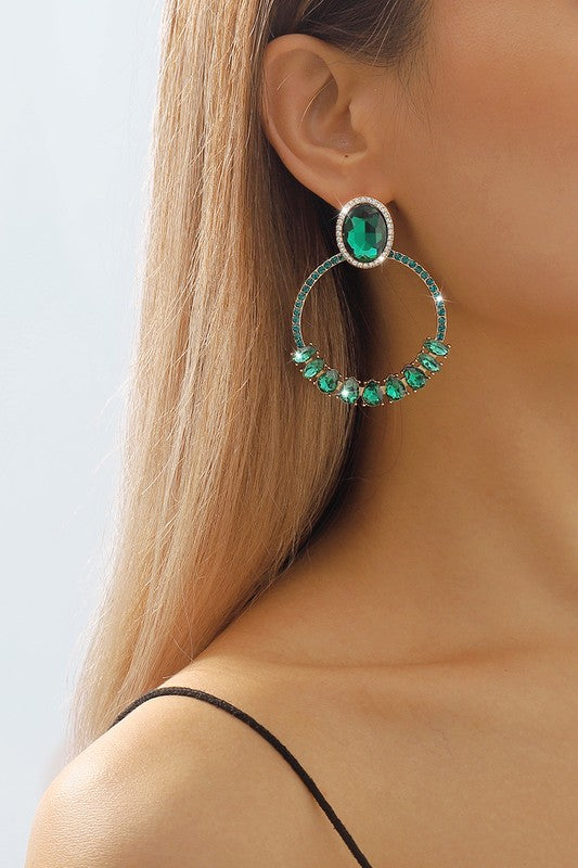 Round Rhinestone Drop Earrings