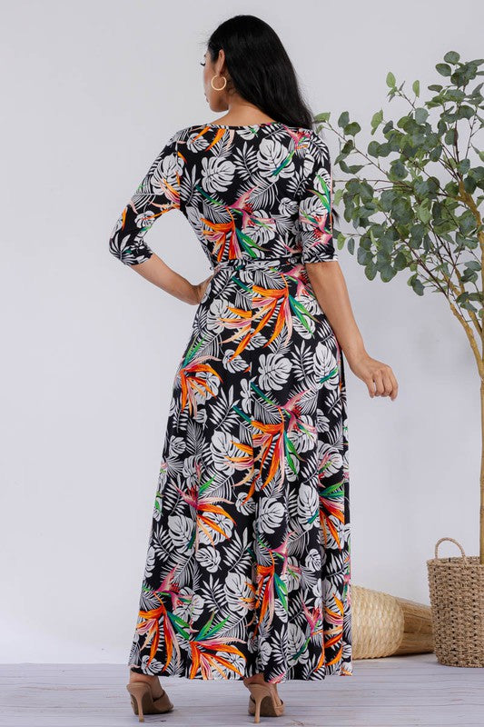 Colorful Palm Maxi Dress