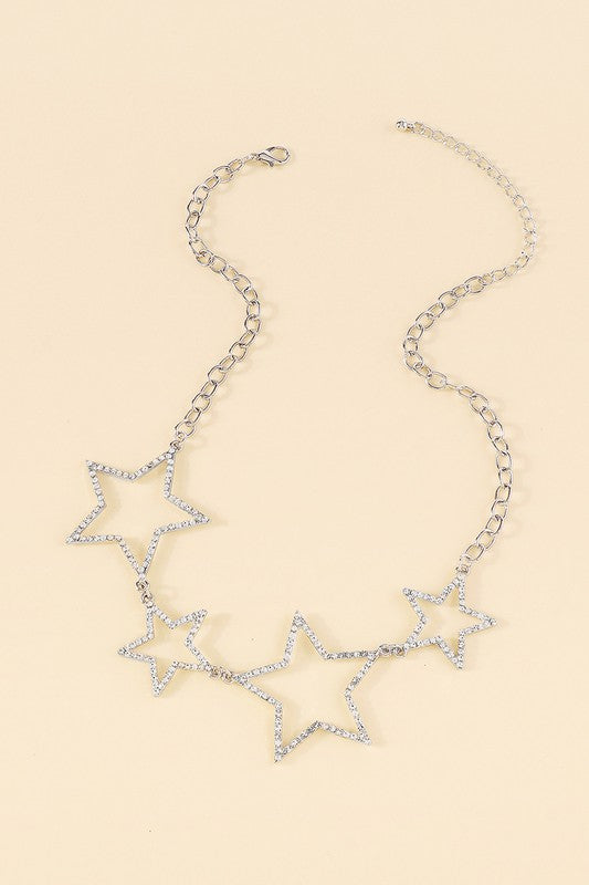 Rhinestone Star Statement Necklack