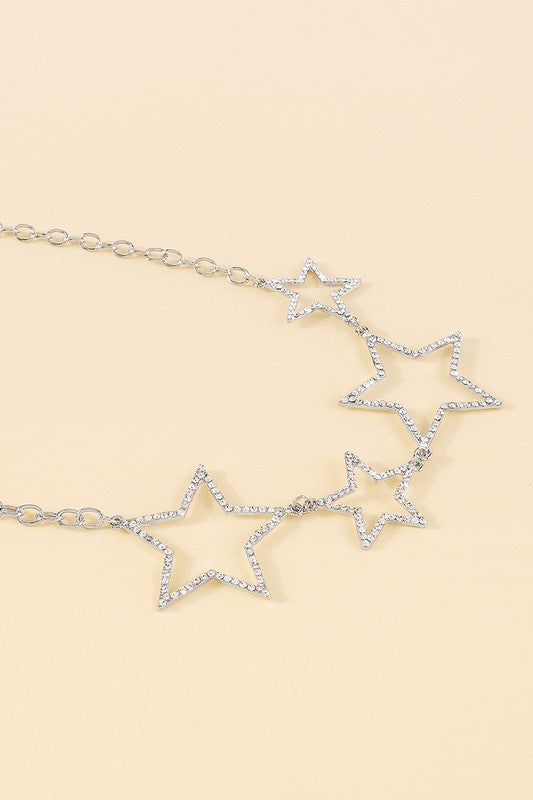 Rhinestone Star Statement Necklack