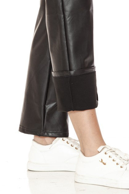 Faux Leather Cargo Pants