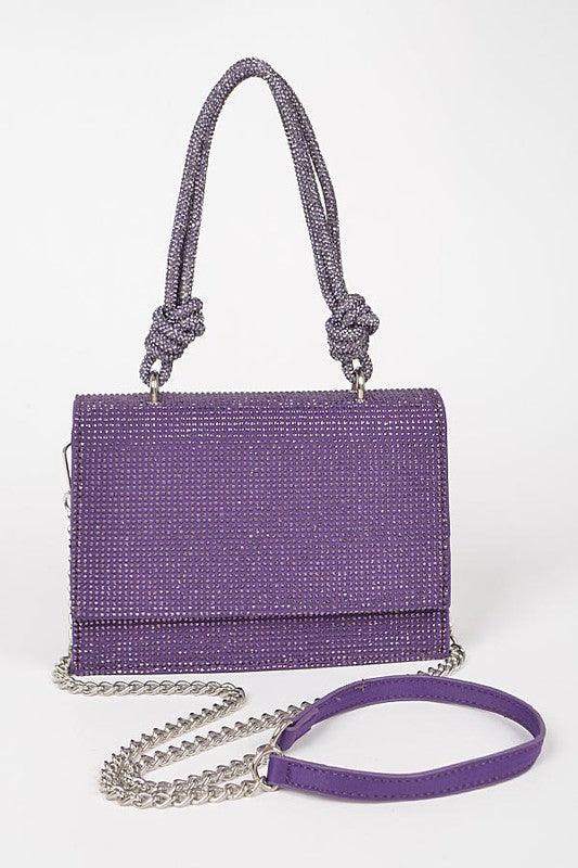 Rhinestone Top Flap/Crossbody Handbag