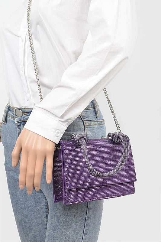 Rhinestone Top Flap/Crossbody Handbag