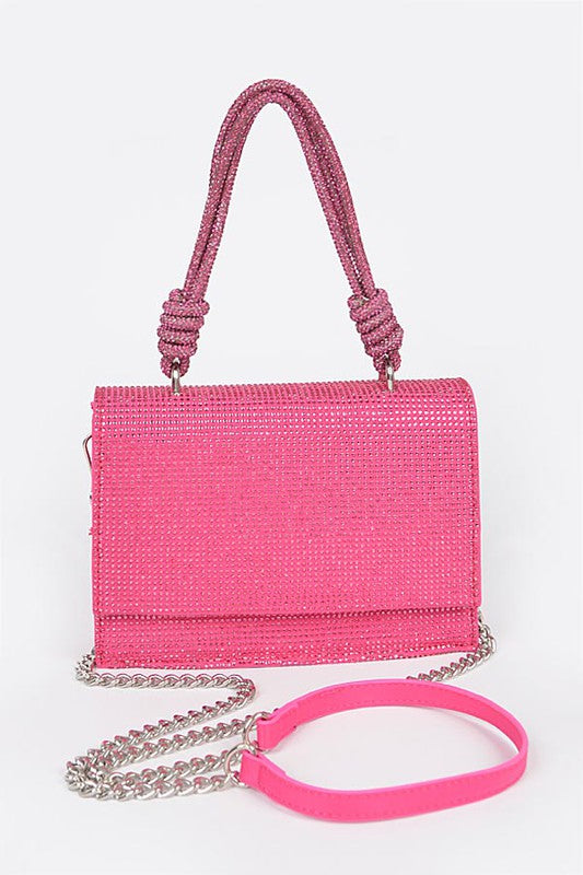 Rhinestone Top Flap/Crossbody Handbag