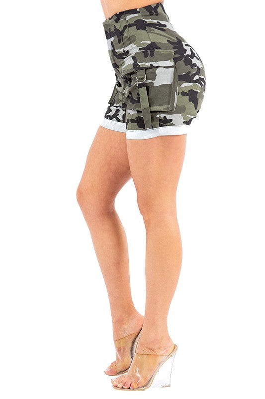High Waist Fatigue Shorts