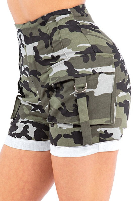 High Waist Fatigue Shorts