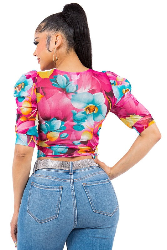 Floral Puff Sleeve Blouse