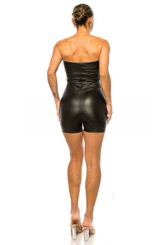 Faux Leather Curve Romper
