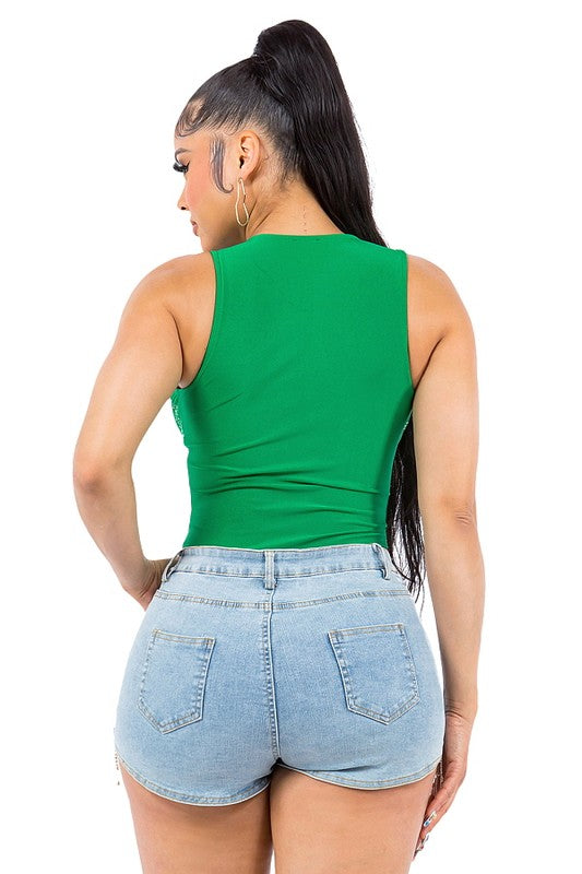 Rhinestone Scoop Neck Top