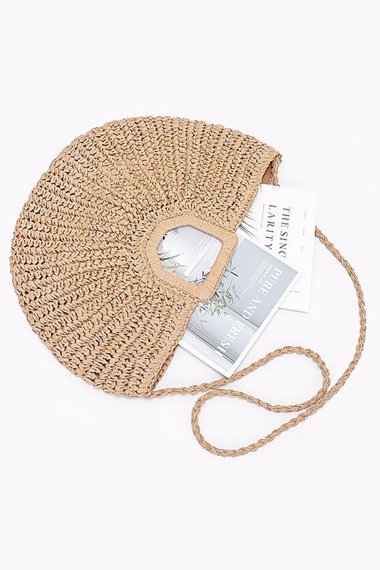 Faux Straw Handle Handbag