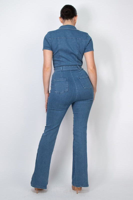 Bell Bottom Denim Jumpsuit