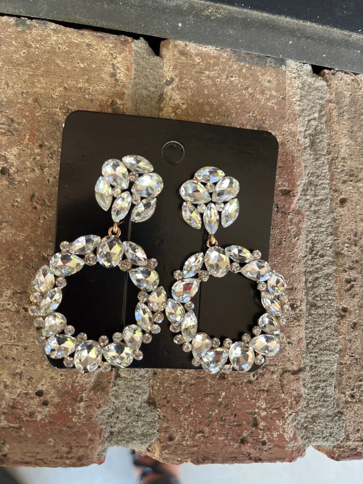 Round Rhinestone Drop Earrings