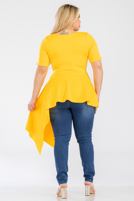 Asymetrical Peplum Curve Top