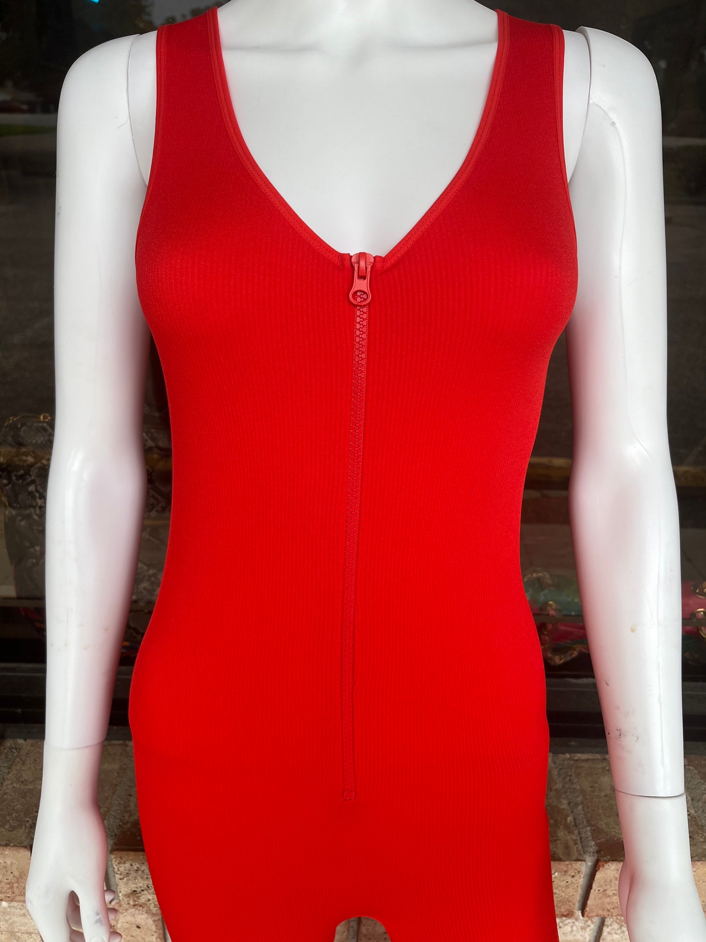 Zip Front Ribbed Catsuit