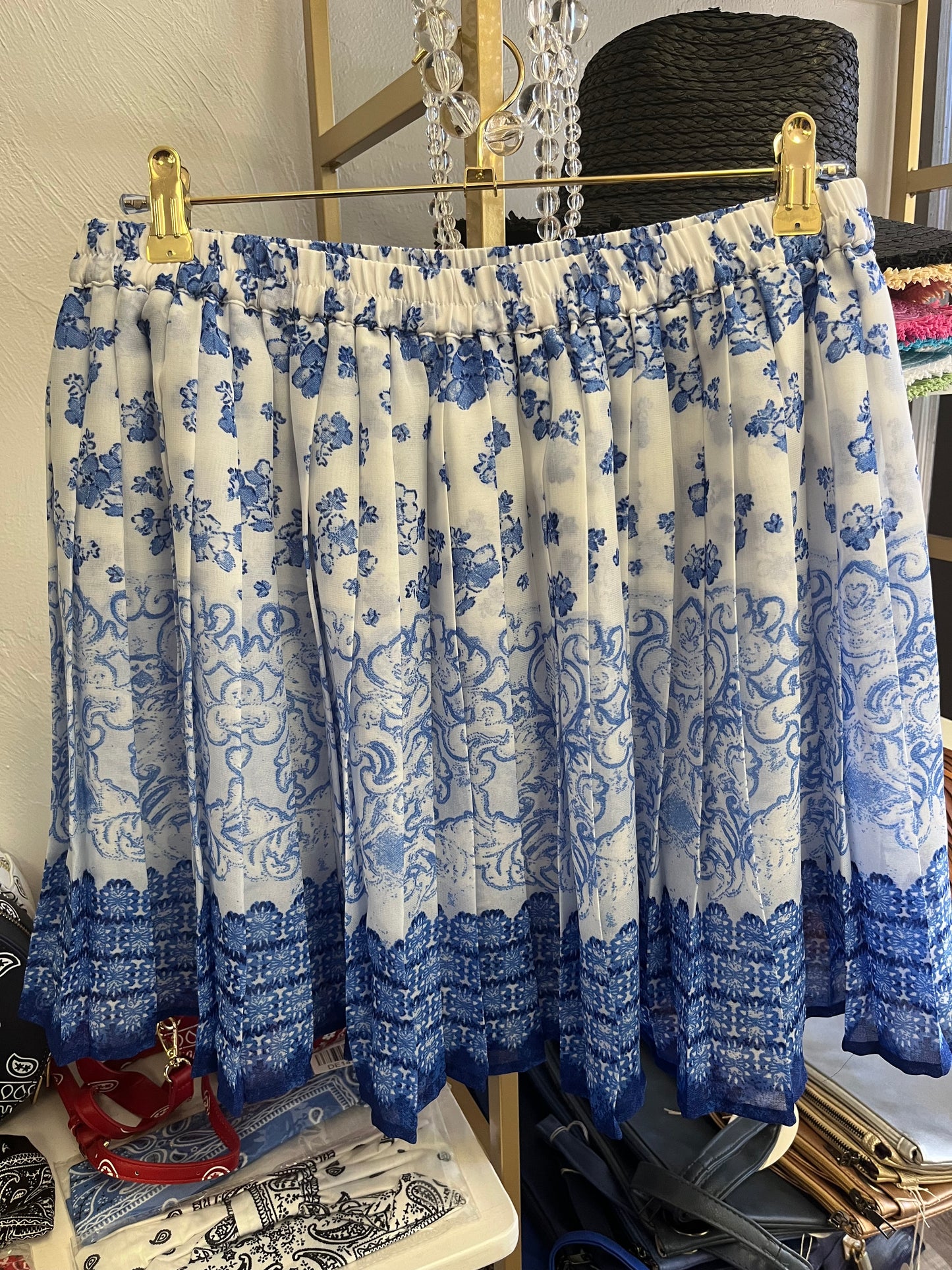 Paisley Pleated Mini Skirt
