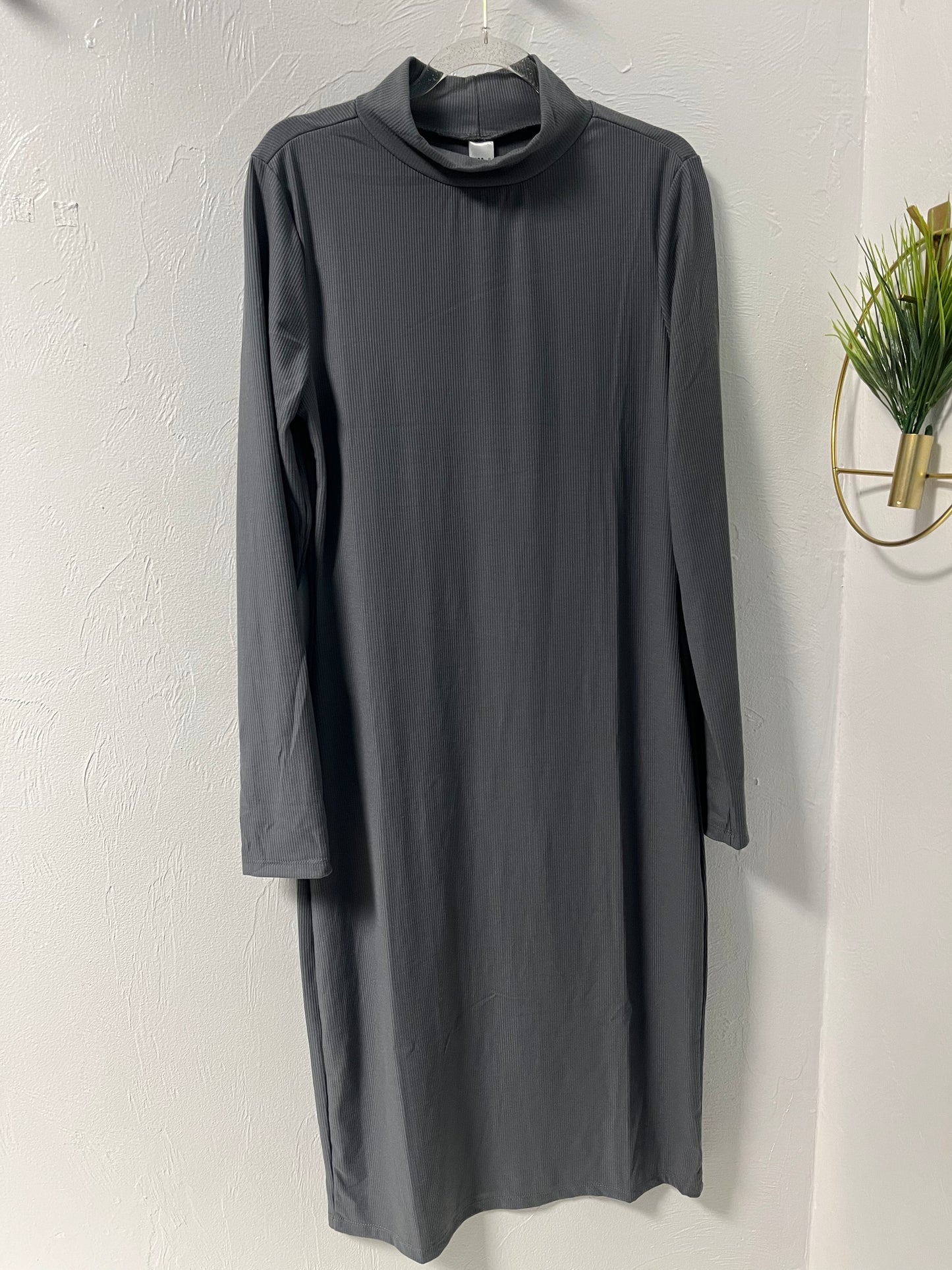 Ribbed Mock Neck Dress