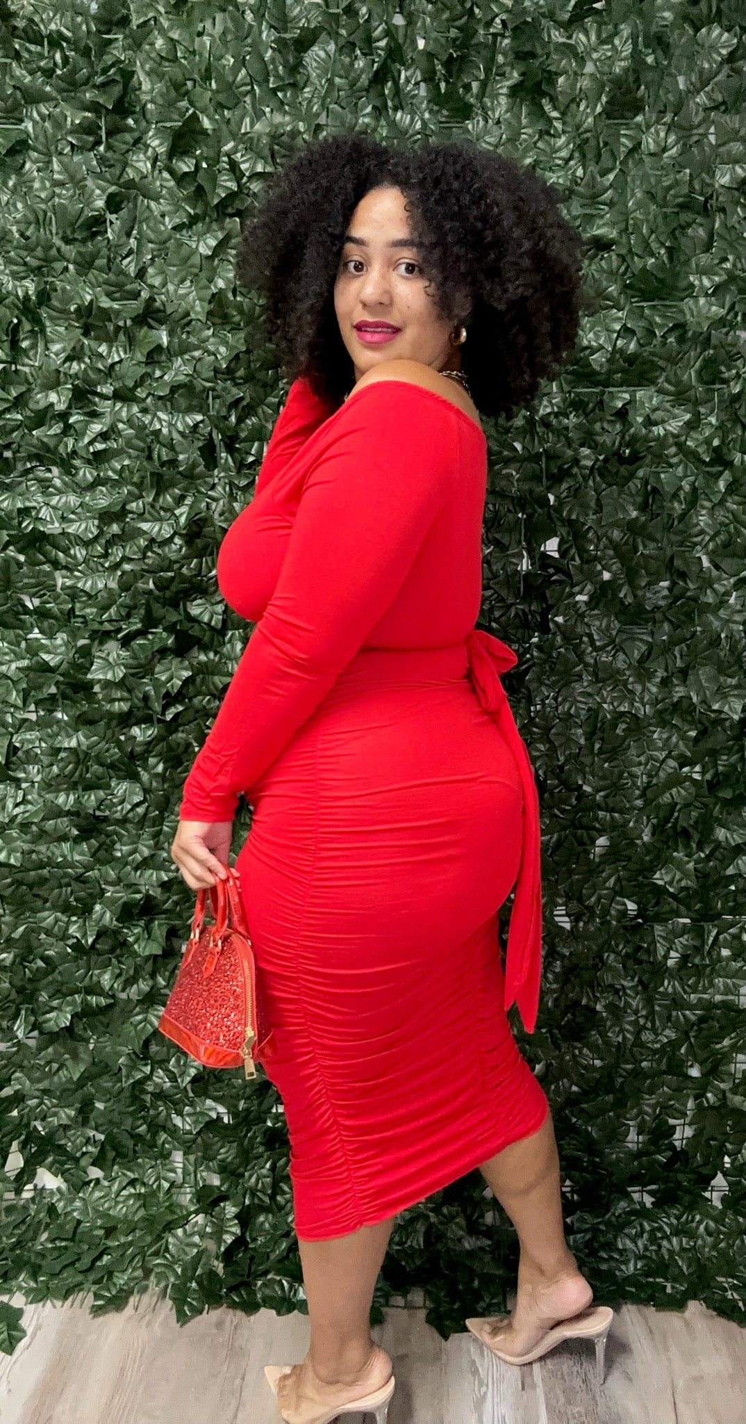 Cross Wrap Curve Midi Dress