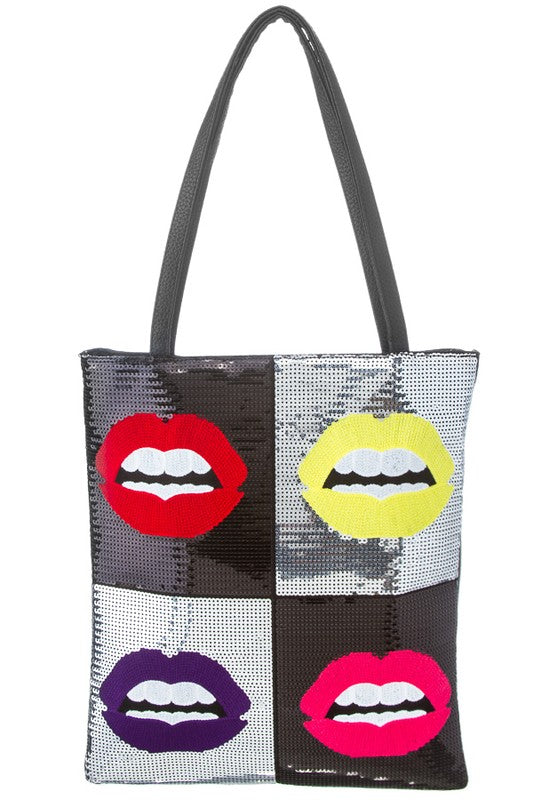 Faux Sequins Lip Totebag