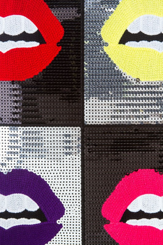 Faux Sequins Lip Totebag