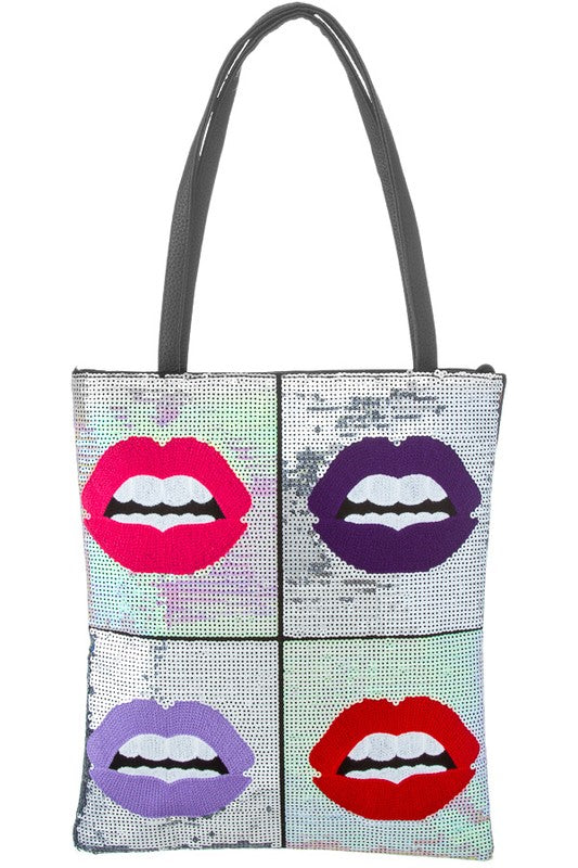 Faux Sequins Lip Totebag
