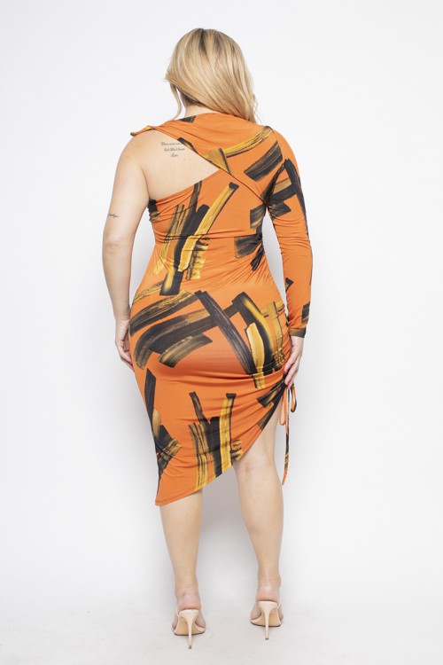 Sassy Brush Print Midi Dress