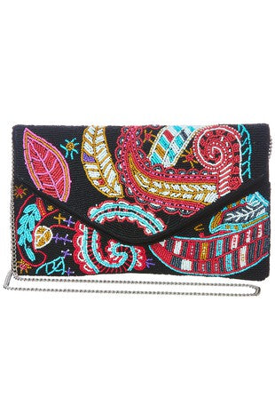 Floral Beaded Clutch Handbag