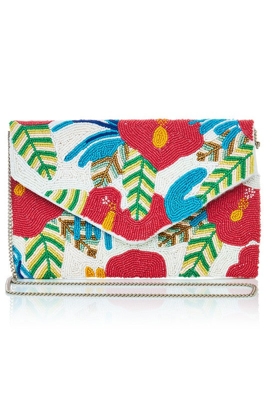 Floral Beaded Clutch Handbag