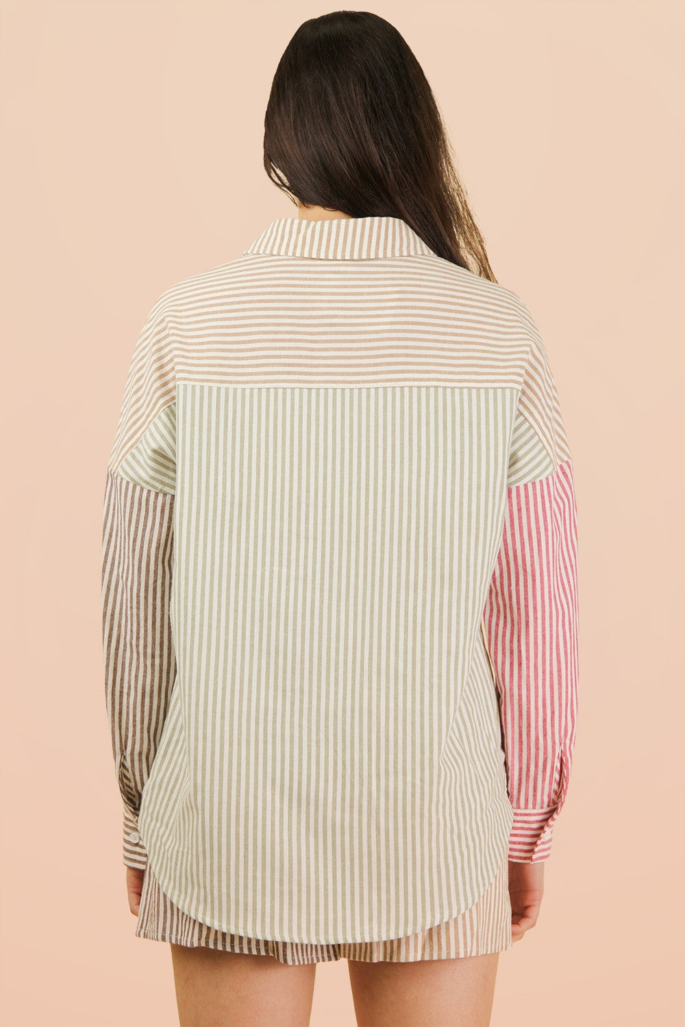 Stripe Color Block Short Set