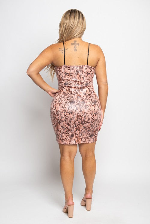 Snake Print Curve Mini Dress