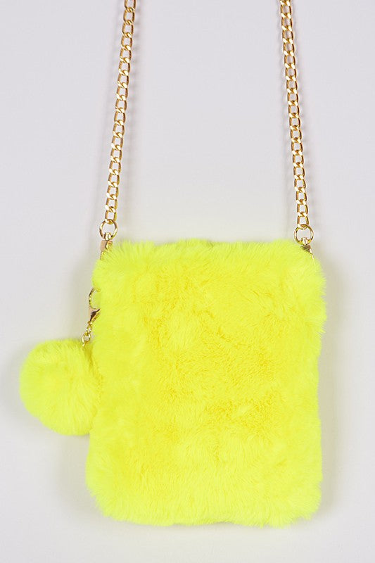 Faux Fur Neon Crossbody Handbag