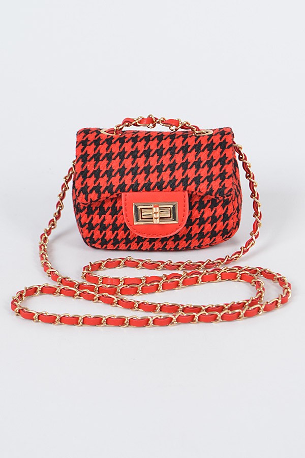 Tweed Houndstooth Mini Crossbody Handbag