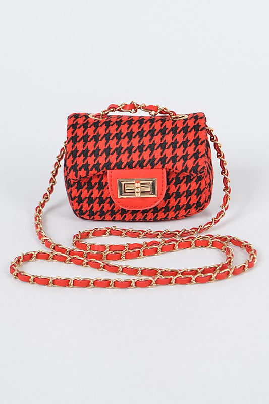 Tweed Houndstooth Mini Crossbody Handbag