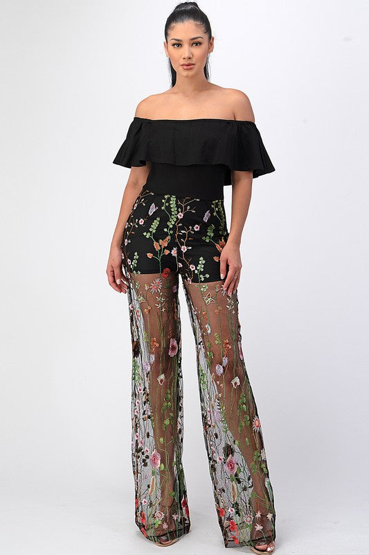 Floral Embroidery Jumpsuit