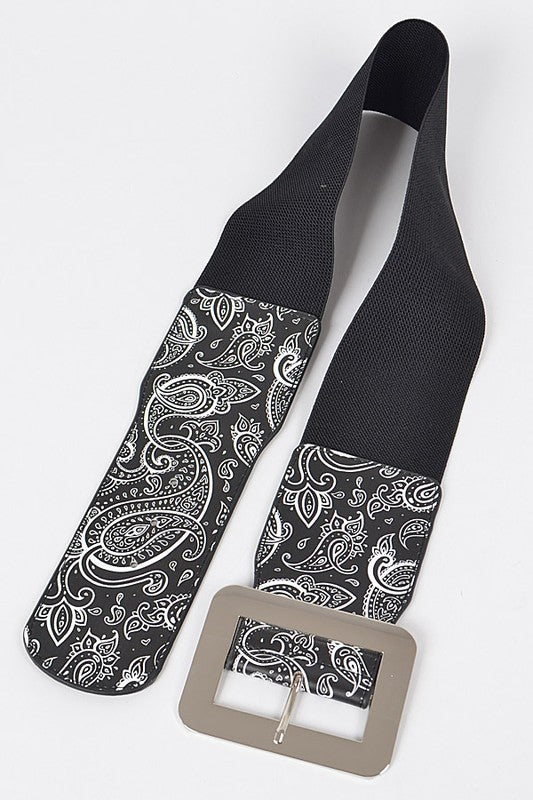 Paisley Bandana Wide Elastic Belt