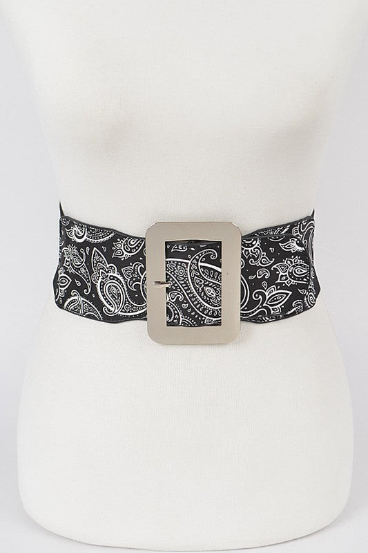 Paisley Bandana Wide Elastic Belt