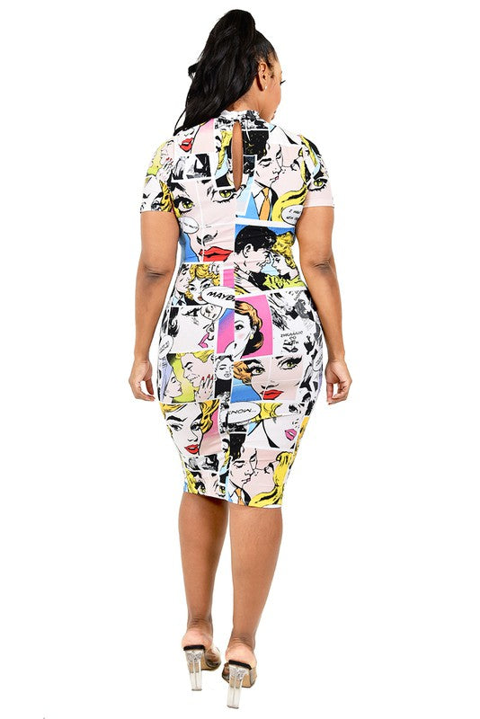Retro Comic Midi Dress