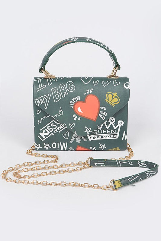 Paris Graffiti Flap Handbag
