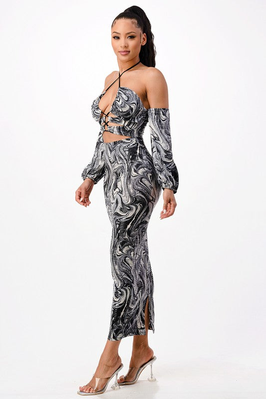 Marble Dazzle Maxi Dress