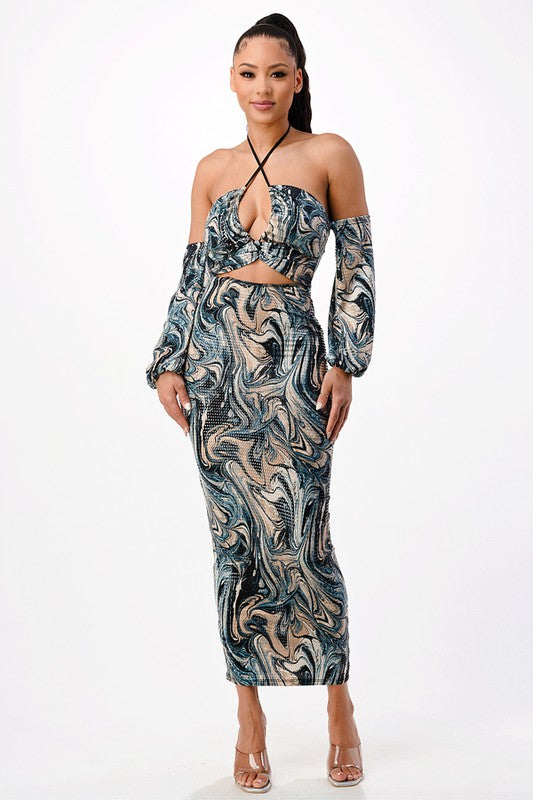 Marble Dazzle Maxi Dress