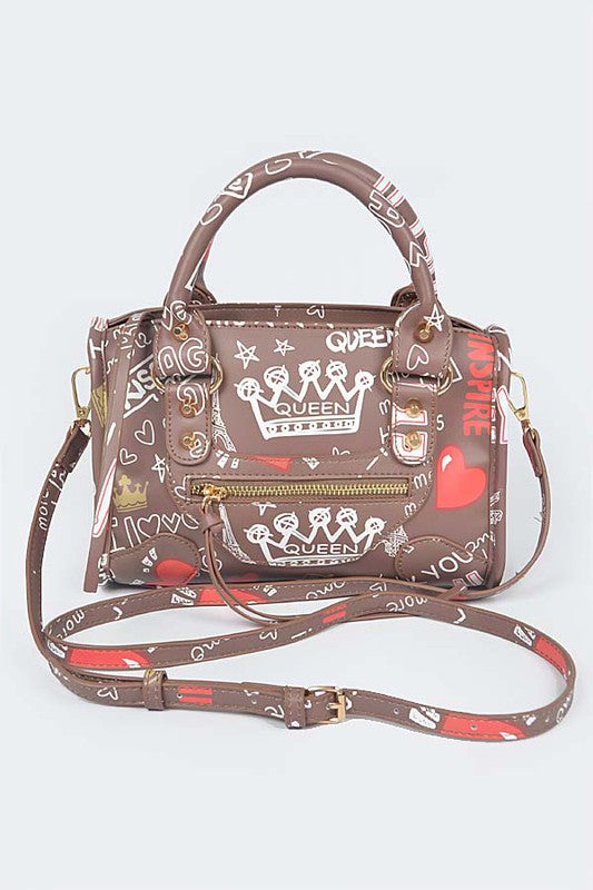 Paris Graffiti Top Handle Handbag