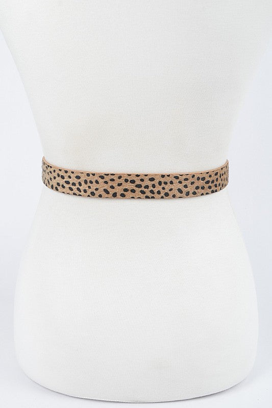 Faux Cheetah Skin Double Buckle Belt